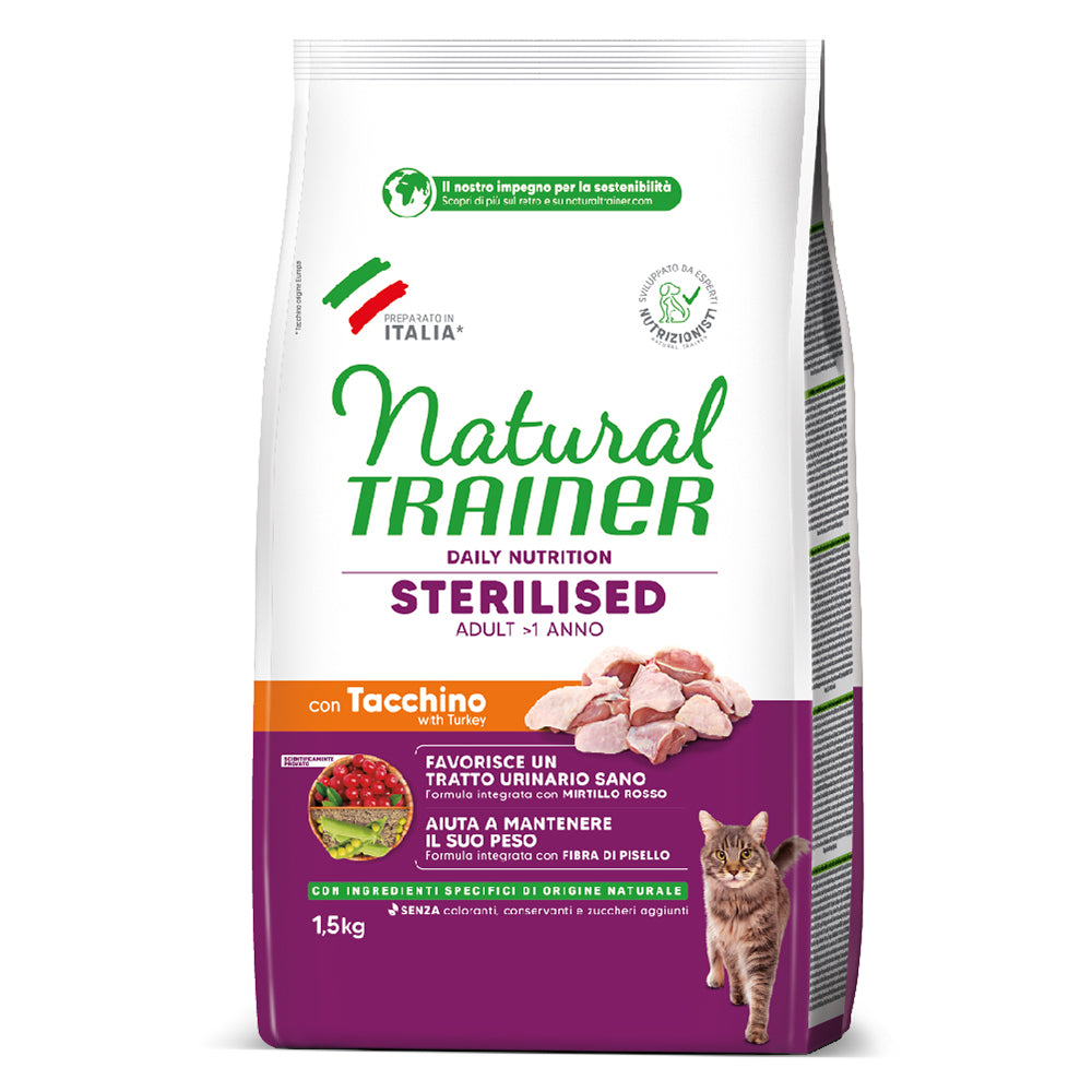 Natural Trainer adult sterilised cat food white meats 1.5kg