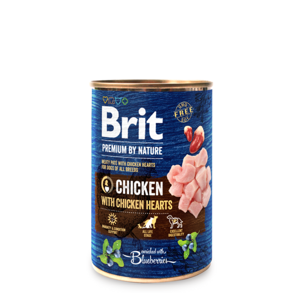 Brit Premium Dog Cans Chicken Hearts 400g