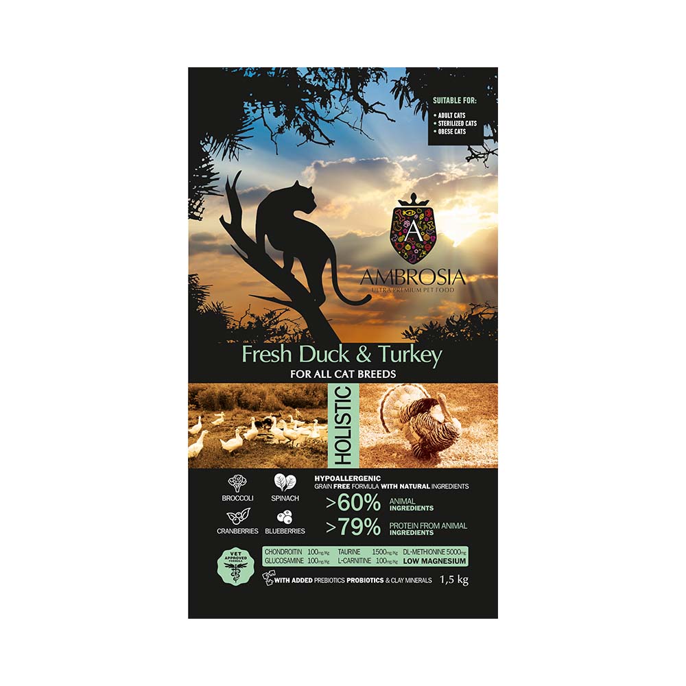 Ambrosia Grain Free Sterilized cat fresh duck and turkey 1.5kg