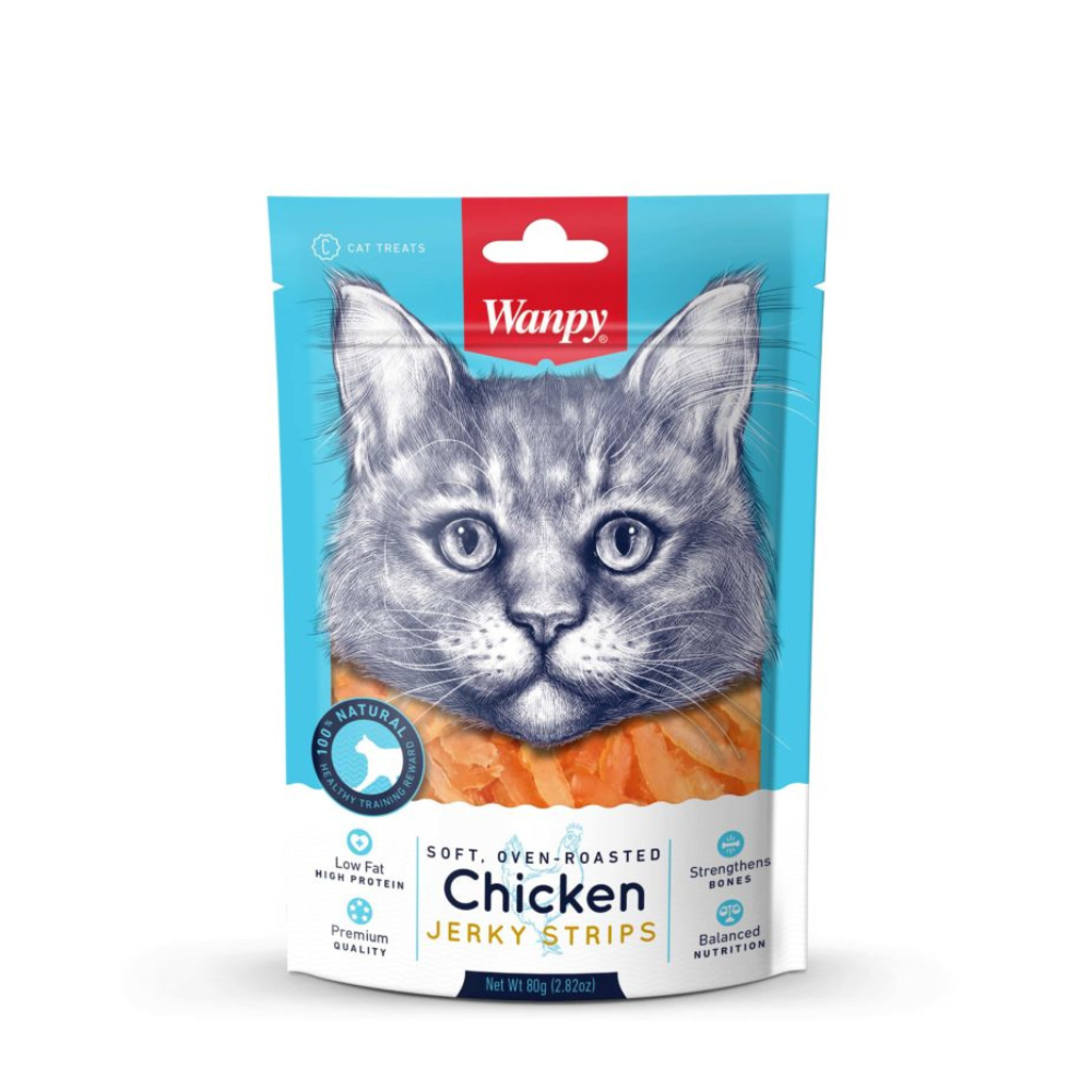 Wanpy Chicken Jerky Strips 80g λιχουδιά γάτας