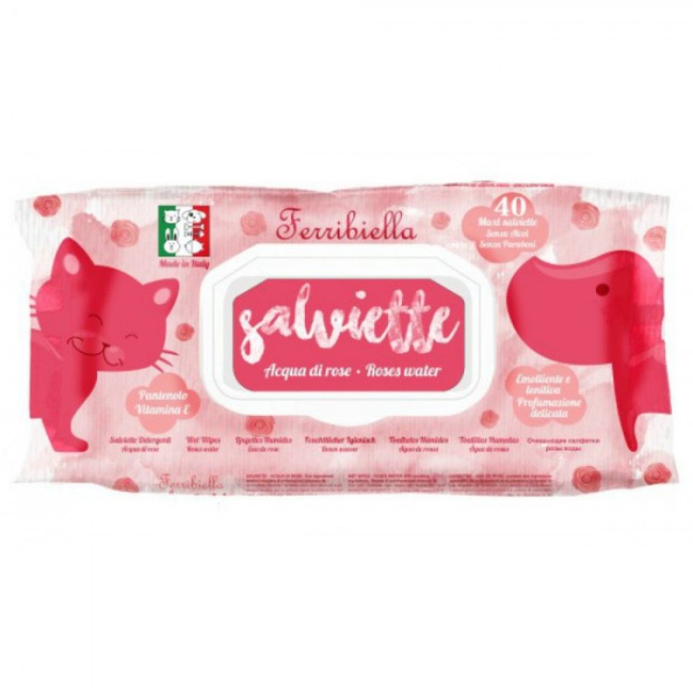 Ferribiella roses water μαντηλάκια καθαρισμού για κατοικίδια 40τμχ