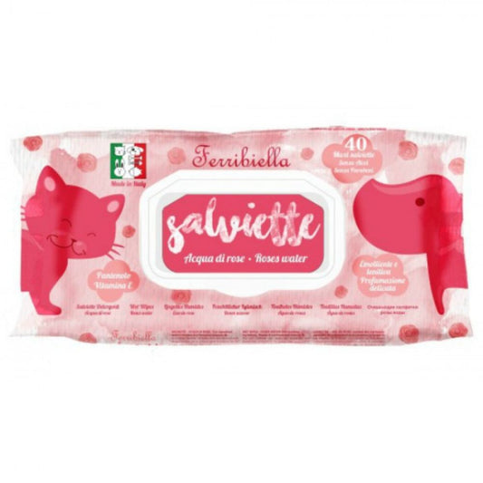 Ferribiella roses water μαντηλάκια καθαρισμού για κατοικίδια 40τμχ