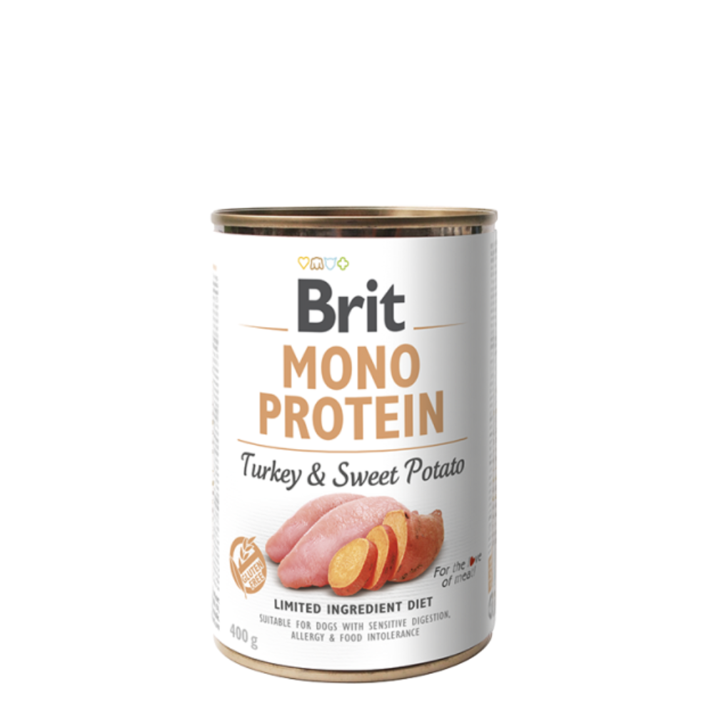 Brit Dog Cans Monoprotein Turkey Sweet Potato 400g υγρή τροφή σκύλου